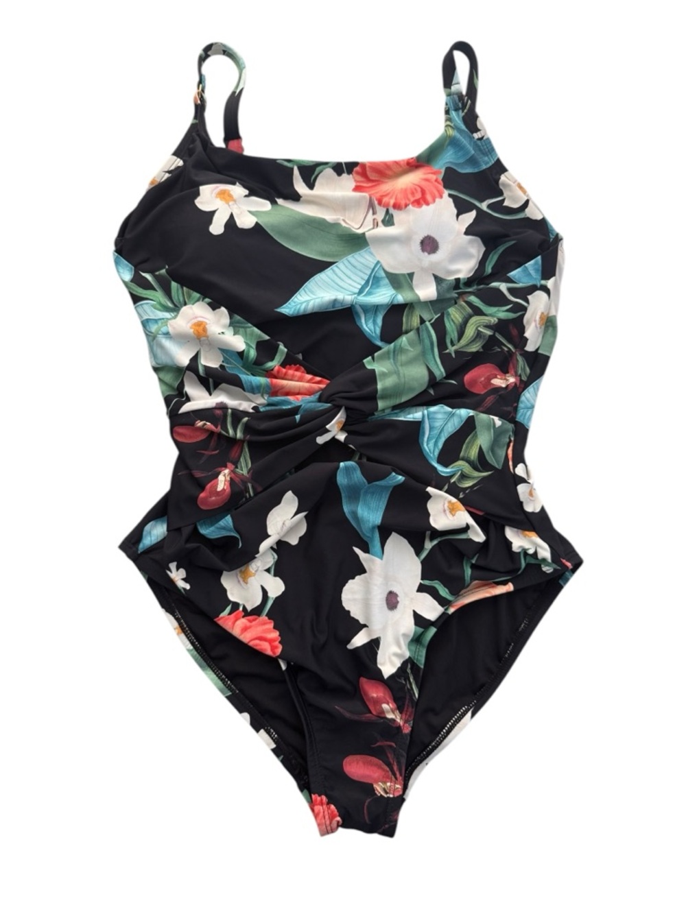Jantzen Women's Size 8 One Piece Swimsuit Tummy Control Twist Front Floral